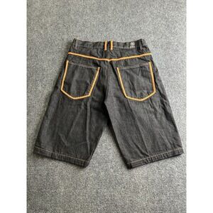 Mens Noiz Jeans Black Denim Shorts Orange Stitching 100% Cotton, Size 36